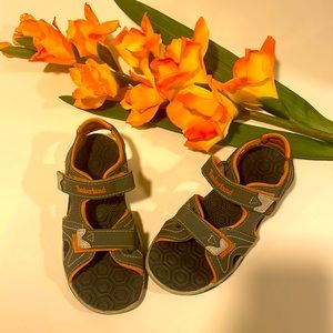 Timberland Boys Sz 11 Rugged Orange & Grey Sandals